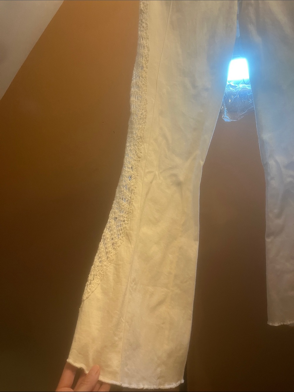 Buffalo David Bitton White Crochet Bootcut Pants White Semi Vintage